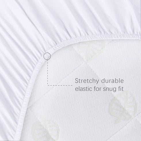Waterproof Mattress Protector, Quilted Mattress Cover for Moses Basket Mattress, 2 Pack, Ultra Soft Bamboo Sleep Surface, White