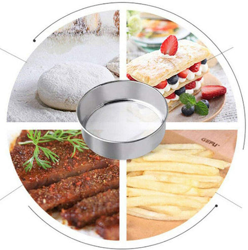 Flour Sifter, Fine Mesh Sifter, Flour Sieve Stainless Steel Round Sifter for Baking Straining Powdering 40 Mesh 15cm 20cm