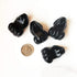 Bacatgem 1 Pcs Natural Black Obsidian Frog Crystals and Healing Stone Figurines, 1.5 Inches Hand Carved Pocket Animal Room Decor Gemstone