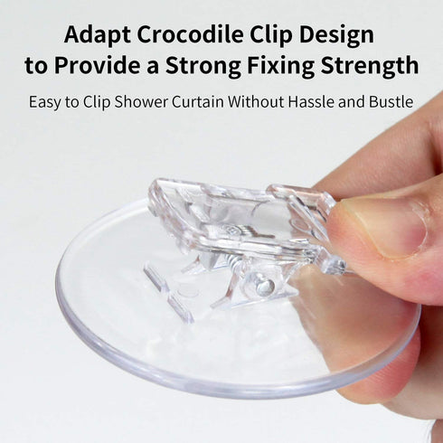 4 Pack Shower Curtain Clips, Shower Windproof Splash Guard - Self Adhesive Shower Curtain Weight Clip (Clear)