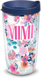Tervis Mimi Dainty Floral Insulated Travel Tumbler with Wrap and Navy Blue Lid, 16 oz - Tritan, Clear