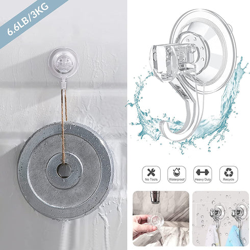 Suction Cup Hooks, VIS'V Small Clear Removable Heavy Duty Suction Hooks Strong Window Glass Door Suction Cup Hangers Kitchen Bathroom Shower Wall Hooks for Towel Loofah Utensils Wreath - 6 Packs