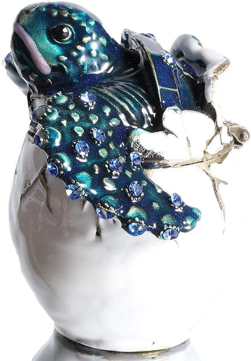 Waltz&F Trinket Box Collectible Turtle Figurines Hatching Baby Turtle From an Egg Metal Jewelry Box Hatching Egg