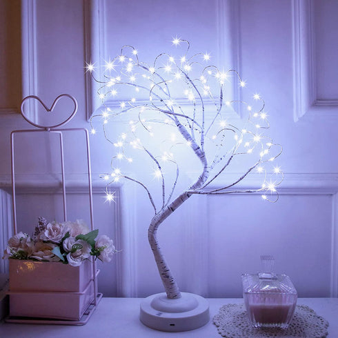 108 LED Birch Tree Lights 20 Inches Artificial Tabletop Fairy Tree Lamp Eight Lighting Modes USB or Battery Operated with Timer Decor for Bedroom Living Room Wedding Christmas Easter (White Light)
