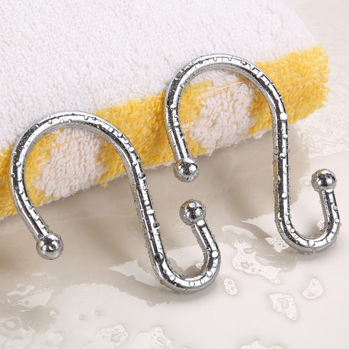 Silver Shower Curtain Hooks,Rust Proof Shower Curtain Rings for Bathroom,Set of 12 CHICTIE Chrome S Shaped Decorative Shower Curtain Hooks Hangers for Bathroom Curtains,Clothing, Towels, etc