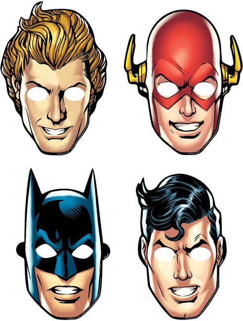 Paper Masks | Justice League„¢ | Party Favor | 8 ct. (Assorted, 2 each from 4 designs)