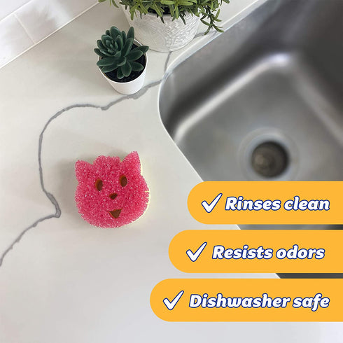 Scrub Daddy Sponge - Special Pet Edition - Scratch Free Sponge, Dishwashing Sponge for Kitchen and Bathroom, FlexTexture, Soft in Warm Water, Firm in Cold, Odor Resistant (Cat)