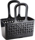 iDesign 79222 Orbz Plastic Bathroom Shower Tote, Small College Dorm Caddy for Shampoo, Conditioner, Soap, Cosmetics, Beauty Products, 11.25" x 5.25" x 12" - Black