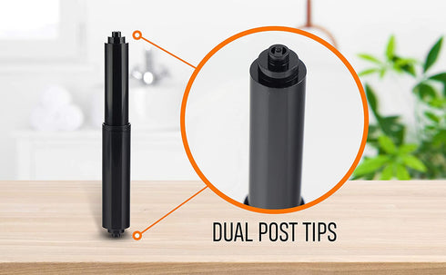 Black Toilet Paper Roller - Extra Long 7 inches Length - Toilet Paper Holder Roller Replacement- Plastic Toilet Paper Holder Replacement Rod - Toilet Paper Holder Spring Loaded fits Extra Large Tissue Rolls