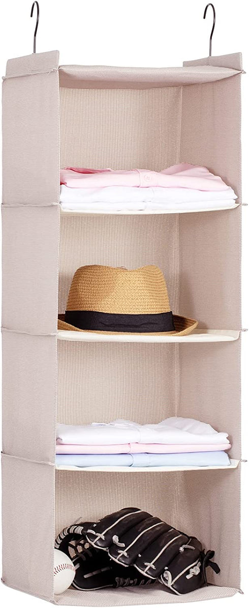 DonYeco 4-Shelf Hanging Linen Closet Organizers and Storage, Collapsible Closet Storage Organizer, for RV Wardrobe Camp, Hanging Organizer for Shoes Toys Baby Clothes