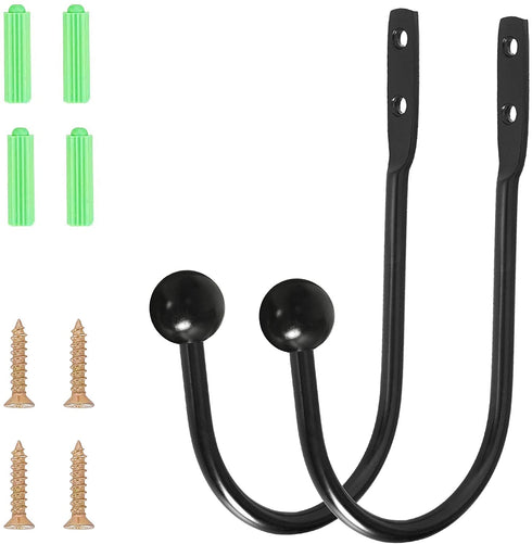 Curtain Holdback, 2pcs Wall Mounted Drapery Tiebacks with Screws, Heavy Duty Metal Decorative Window Drapery Holder Curtain Hook, Black