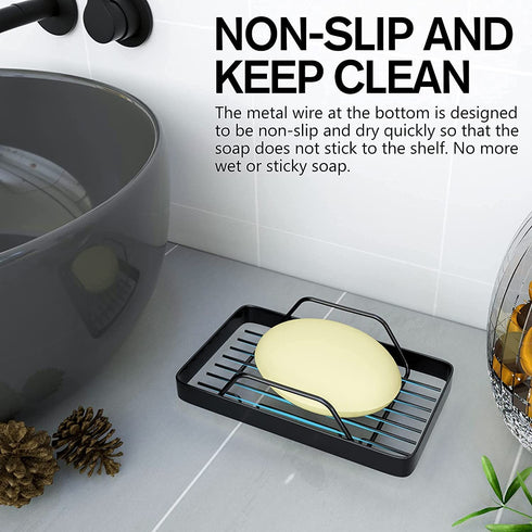 KINCMAX Bar Soap Holder Tray Shower Dish, Wall Mount Bathroom Soap Dishes in Shower Shelf Bathtub Metal Kitchen Sink Rack Sponge Holder Adhesive Soap Caddy Basket Drain Soap Saver Rest Case, SUS304