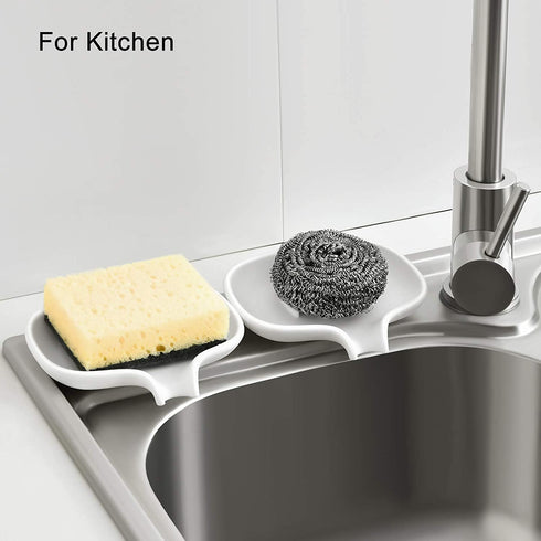 SUBEKYU Silicone Soap Dish for Bathroom,Bar Soap Holder for Shower with Draining Tray, Waterfall Soap Tray for Kitchen Sink, Set of 2 (2 White)