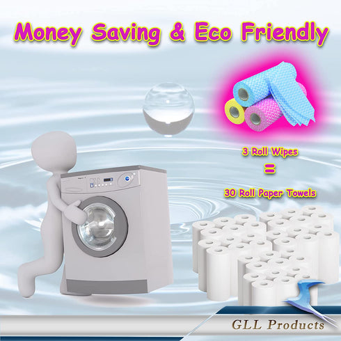 Cleaning Cloths Roll Wipe Sheet, Reusable Wash-Cloth Cleaning Rags, Disposable Dish Cloths for Cleaning Towel, Reusable Paper Towels for Kitchen ( Pack of 3-Rolls, 150-Sheets Total )