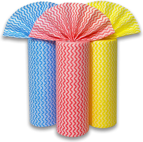 Cleaning Cloths Roll Wipe Sheet, Reusable Wash-Cloth Cleaning Rags, Disposable Dish Cloths for Cleaning Towel, Reusable Paper Towels for Kitchen ( Pack of 3-Rolls, 150-Sheets Total )