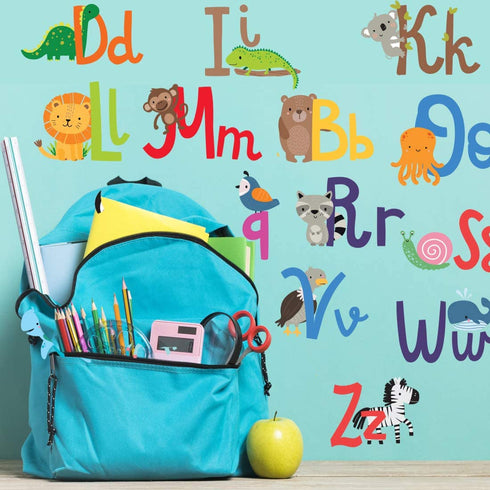 Alphabet Wall Decals for Kids Rooms - ABC Toddler Boy and Girl Playroom D©cor Animal Stickers - Wall Decals for Kids Rooms