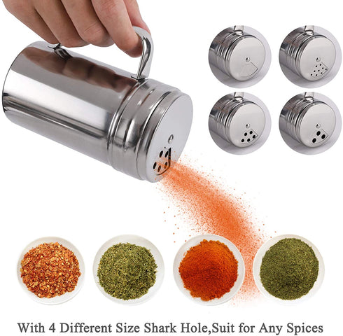 Accmor Salt and Pepper Shakers with Handle, Spice Dispenser with Adjustable Pour Holes, Stainless Steel Shakers for Salt/Pepper/Cinnamon/Powder Sugar