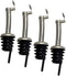 Southern Homewares Stainless Steel Free Flow Hinged Flip Top Pourer Wine Liquor Bottle Spout Stopper, Silver, 4-Pack