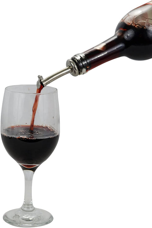 Southern Homewares Stainless Steel Free Flow Hinged Flip Top Pourer Wine Liquor Bottle Spout Stopper, Silver, 4-Pack