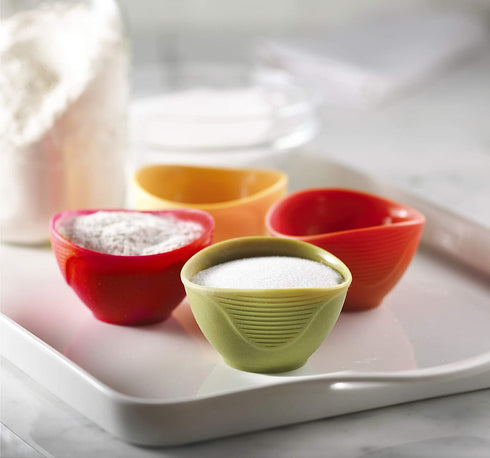Trudeau Silicone, Set of 4 Pinch Bowls, 3-1/2 by 3-1/2, Multicolor