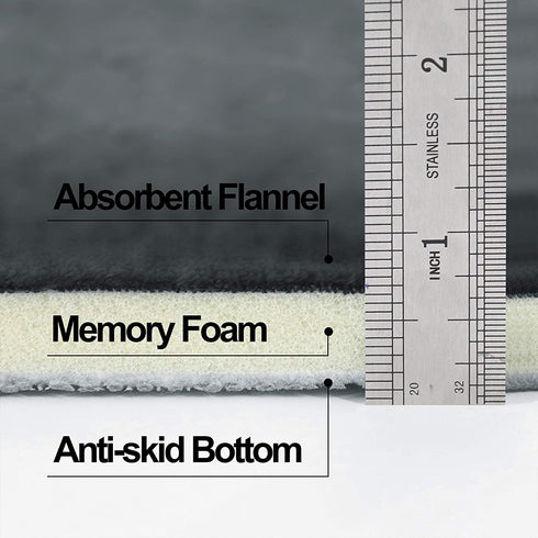 ITSOFT Memory Foam Bath Mat Non Slip Absorbent Super Cozy Velvet Bathroom Rug Carpet, Machine Washable, 16 x 24 Inches Charcoal Gray