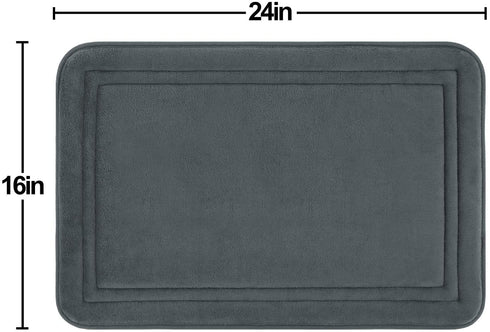 ITSOFT Memory Foam Bath Mat Non Slip Absorbent Super Cozy Velvet Bathroom Rug Carpet, Machine Washable, 16 x 24 Inches Charcoal Gray