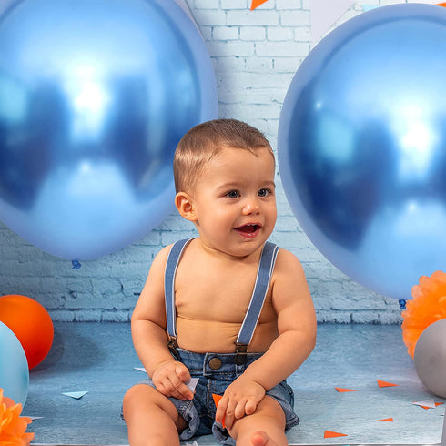 10 Pieces 18 Inch Metallic Balloons Shiny Latex Balloons for Birthday Wedding Party Decoration (Blue)