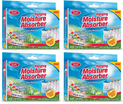 4 X Hanging Bag Moisture Absorber Closet Dehumidifier Fresh Scent Fragrance