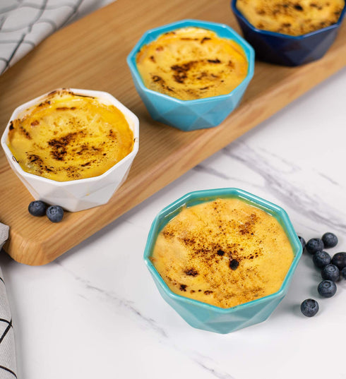 6oz Ramekins Bowl Set - Delling Souffle RamekinsDish - Porcelain Geometric Snack/Dessert Bowls Set of 6