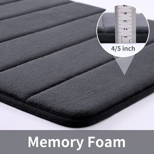 ROSMARUS Memory Foam Bath Rug Non Slip Absorbent Bathroom Rugs with PVC Backing Ultra Soft Bath Room Floor Mat Kitchen Runner Restroom Living Room Carpet,17€?x 24€?, Charcoal Gray