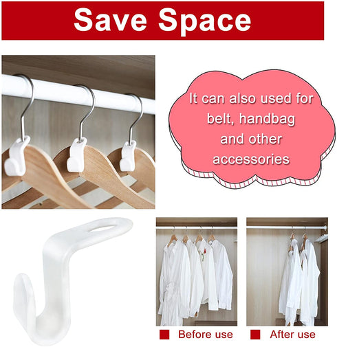 Andiker 40Pcs Clothes Hanger Connector Hooks, Plastic Mini Closet Hanger Organizer, Space Saving Cascading Connection Hooks for Clothes Hangers, White