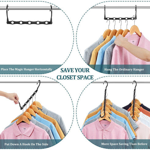 AMKUFO 12 Pack Magic Hangers Space Saving Hangers Closet Space Saver Hanger Organizer Multi Hangers Clothes Hanger Sturdy Plastic for Heavy Clothes