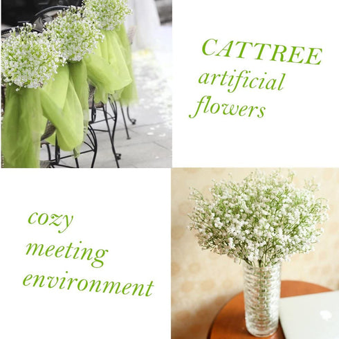 CATTREE Artificial Flowers, Baby Breath Gypsophila Plastic Fake Plants Wedding Bridal Bouquet Party Indoor Outdoor DIY Home Garden Verandah Office Table Centerpieces Arrangements Decoration 4 pcs
