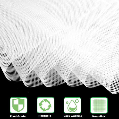 Silicone Dehydrator Sheets Pack of 6,Non-stick Food Fruit Dehydrator Mats Reusable Steamer Mesh Mat for Fruit Dryer (6, 14 x 14 inch)