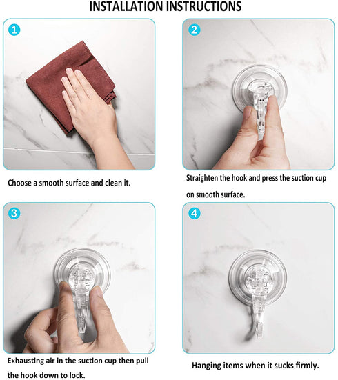 Suction Cup Hooks, VIS'V Small Clear Removable Heavy Duty Suction Hooks Strong Window Glass Door Suction Cup Hangers Kitchen Bathroom Shower Wall Hooks for Towel Loofah Utensils Wreath - 6 Packs