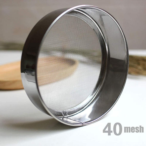 Flour Sifter, Fine Mesh Sifter, Flour Sieve Stainless Steel Round Sifter for Baking Straining Powdering 40 Mesh 15cm 20cm