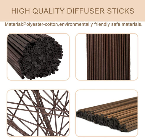 HOSSIAN 50pcs Reed Diffuser Sticks - Wood Rattan-Reed Sticks -Essential Oil Aroma Diffuser Sticks- Spa-Aromatherapy(7.5"/19cm) (Brown 7.5"/19cm)