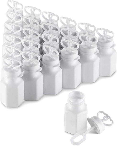 Bulk Wedding Bubbles - (48 Pack) Double Heart Bubble Bottles, for Bridal Party Favors, Anniversaries, Celebrations, Small Prize for Kids, by Bedwina
