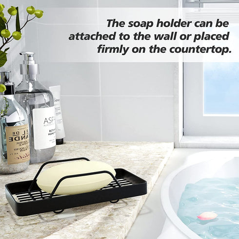 KINCMAX Bar Soap Holder Tray Shower Dish, Wall Mount Bathroom Soap Dishes in Shower Shelf Bathtub Metal Kitchen Sink Rack Sponge Holder Adhesive Soap Caddy Basket Drain Soap Saver Rest Case, SUS304