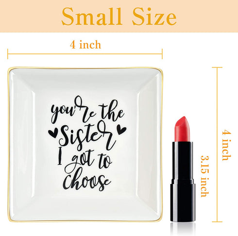 Best Sister Gifts for Women, Ceramic Ring Dish You Are the Sister I Got to Choose Trinket Dish Jewelry Tray, Friend Gift for Women Sister Friends Soul Sister Bestie BFF Her