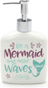 Enesco Our Name is Mud Mermaid Waves Stoneware Soap Dispenser, 12 oz, Multicolor