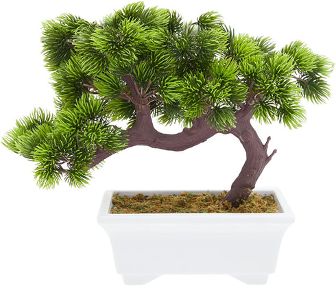 Artificial Bonsai Tree , Fake Plant Decoration, Potted Artificial House Plants, Japanese Pine for Desktop, Zen Garden, Home Decor (10 x 9.4 in)