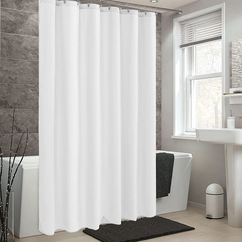 Waterproof Fabric Shower Curtain Liner - Soft & Light-Weight Cloth Shower Liner, 3 Bottom Magnets, Hotel Quality & Machine Washable - Standard Size 72x72, White