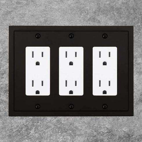 Modern Edge Decorative Wall Plate Switch Plate Outlet Cover, Durable Solid Zinc Alloy (Triple Decorator, Matte Black)