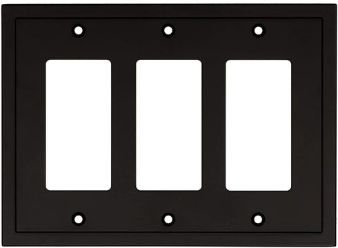 Modern Edge Decorative Wall Plate Switch Plate Outlet Cover, Durable Solid Zinc Alloy (Triple Decorator, Matte Black)
