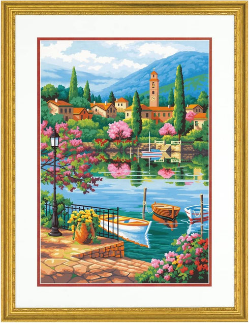 Dimensions 73-91661 Village Lake Afternoon Paint by Numbers for Adults, 14'' W x 20'' L