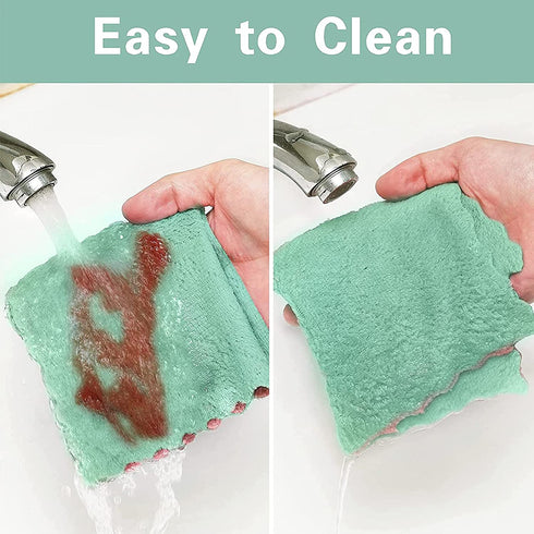 BUEDM Kitchen Dish Towels,Microfiber Cleaning Cloth for Dishes,Bathroom,Car,12 Pack Highly Absorbent Dry Quickly Double-Sided Multi-Purpose Coral Fleece Lint-Free Washcloths