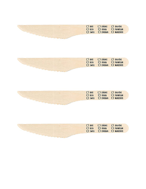 Perfect Stix - Cheese Choice-20 Wooden Disposable Cutlery Knifes