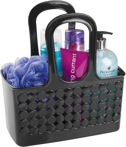 iDesign 79222 Orbz Plastic Bathroom Shower Tote, Small College Dorm Caddy for Shampoo, Conditioner, Soap, Cosmetics, Beauty Products, 11.25" x 5.25" x 12" - Black