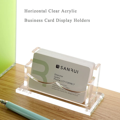 SANRUI Acrylic Business Card Holder for Desk,Clear Business Card Stand,Business Card Display Holder Fits 2" x 3.5" Business Cards
